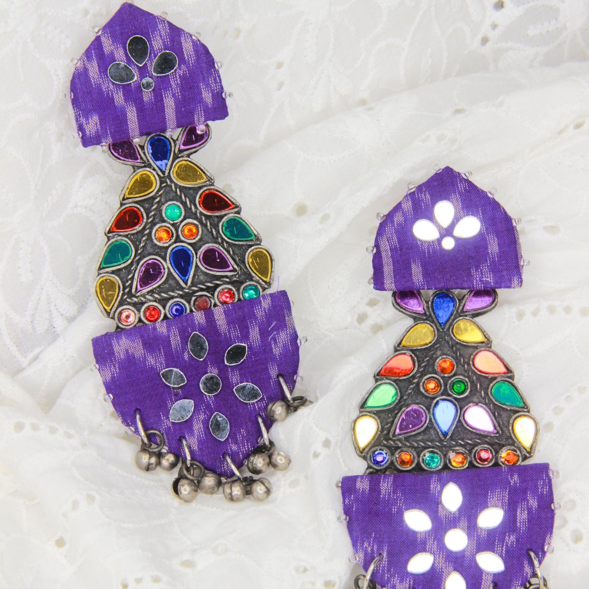 Purple Statement Mirror Earrings